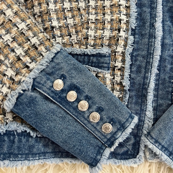 🎀NWT Nanette Lepore🎀 Women's Gorgeous Tweed Blazer with Denim Combination - Picture 4 of 8